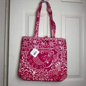 NWT Vera Bradley Twirly Birds Pink Tote Bag Pink Bag Retired Print LAST ONE!